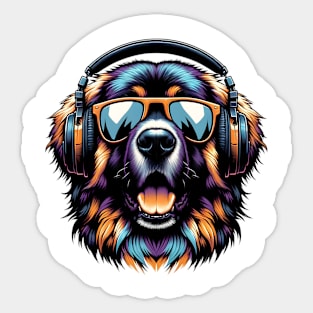 Leonberger Smiling DJ Rocks the Musical Scene Sticker